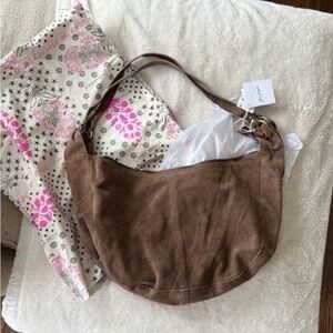 Free People Suede Hobo Shoulder Bag - Brown